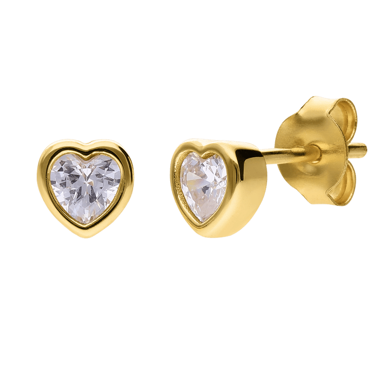 Zilveren goldplated oorknoppen met zirkonia