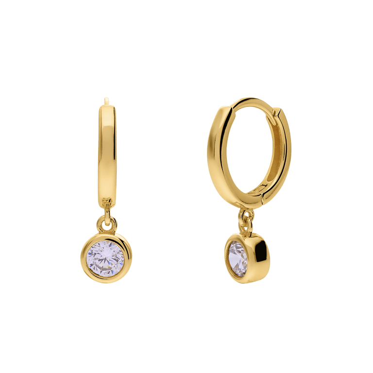 Zilveren goldplated oorbellen met zirkonia