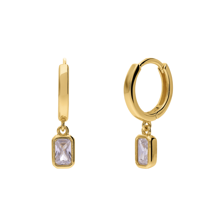 Zilveren goldplated oorbellen met zirkonia 
