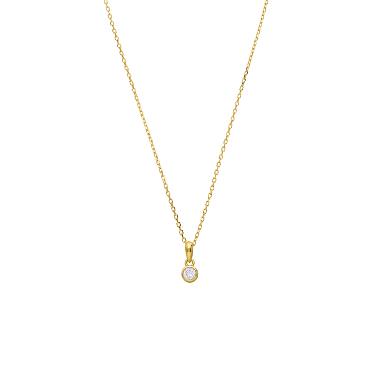 Zilveren goldplated ketting met hanger met zirkonia 