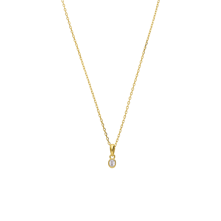 Zilveren goldplated ketting met hanger met zirkonia 