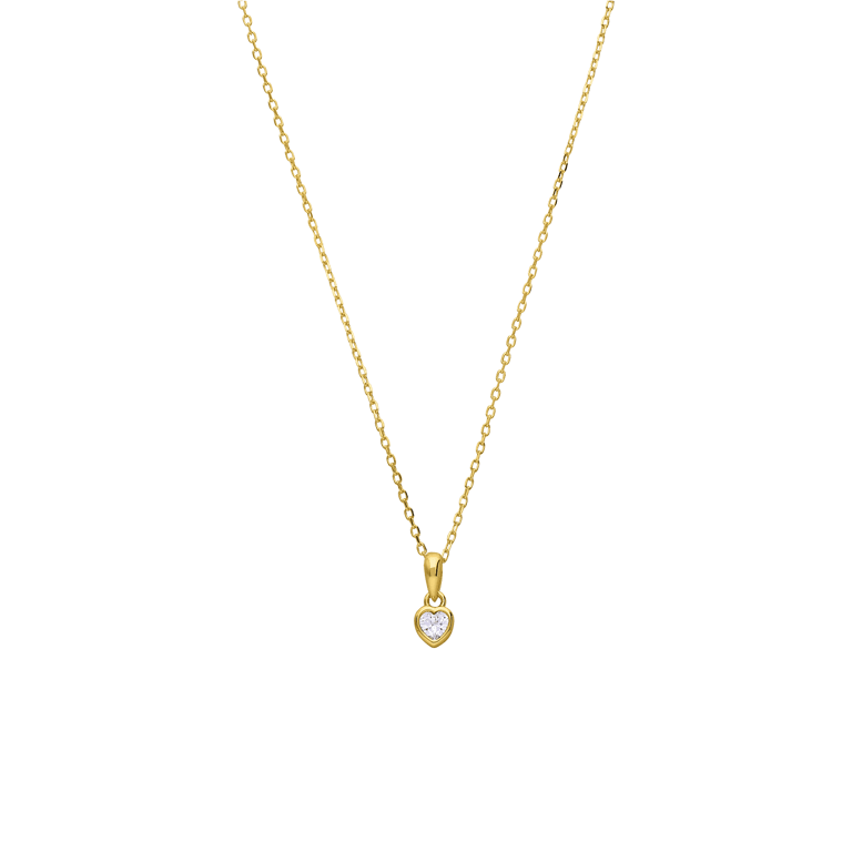 Zilveren goldplated ketting met hanger met zirkonia