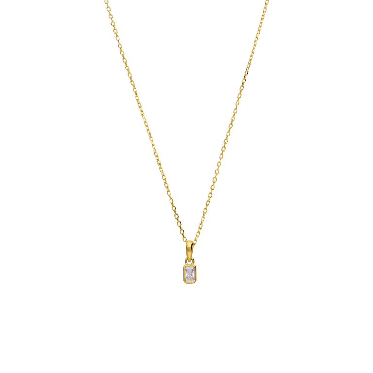 Zilveren goldplated ketting met hanger met zirkonia