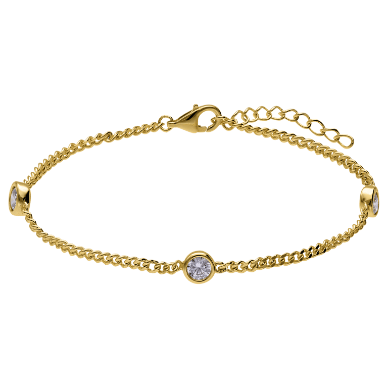Zilveren goldplated armband met zirkonia