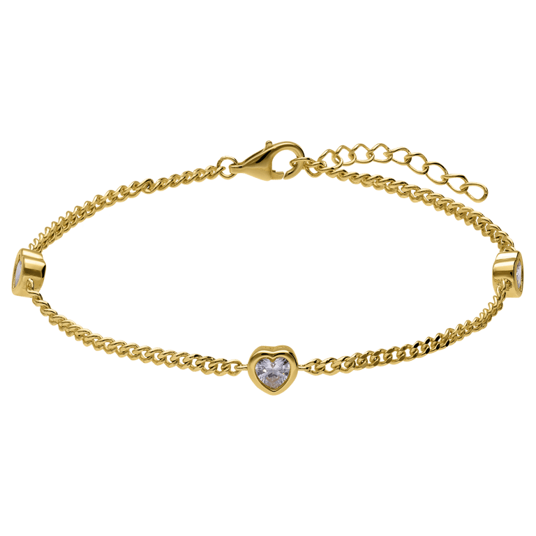 Zilveren goldplated armband met zirkonia