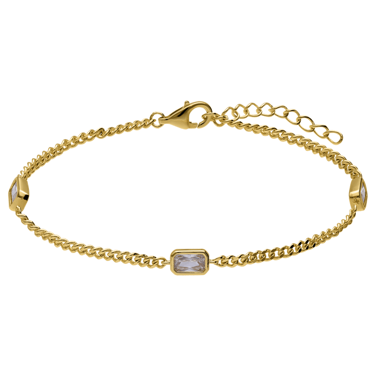 Silbernes goldbeschichtetes Armband mit Anhänger mit Zirkonia