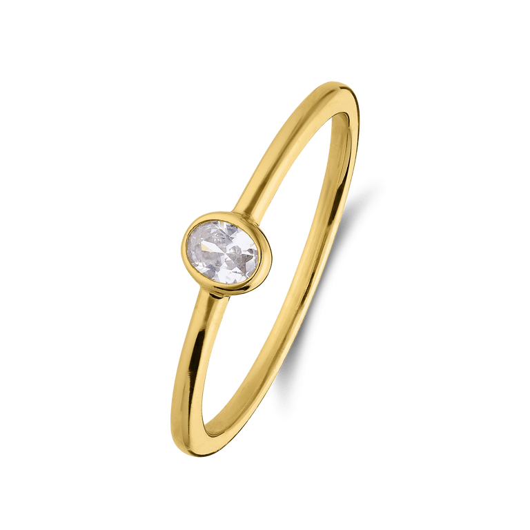Zilveren goldplated ring met zirkonia