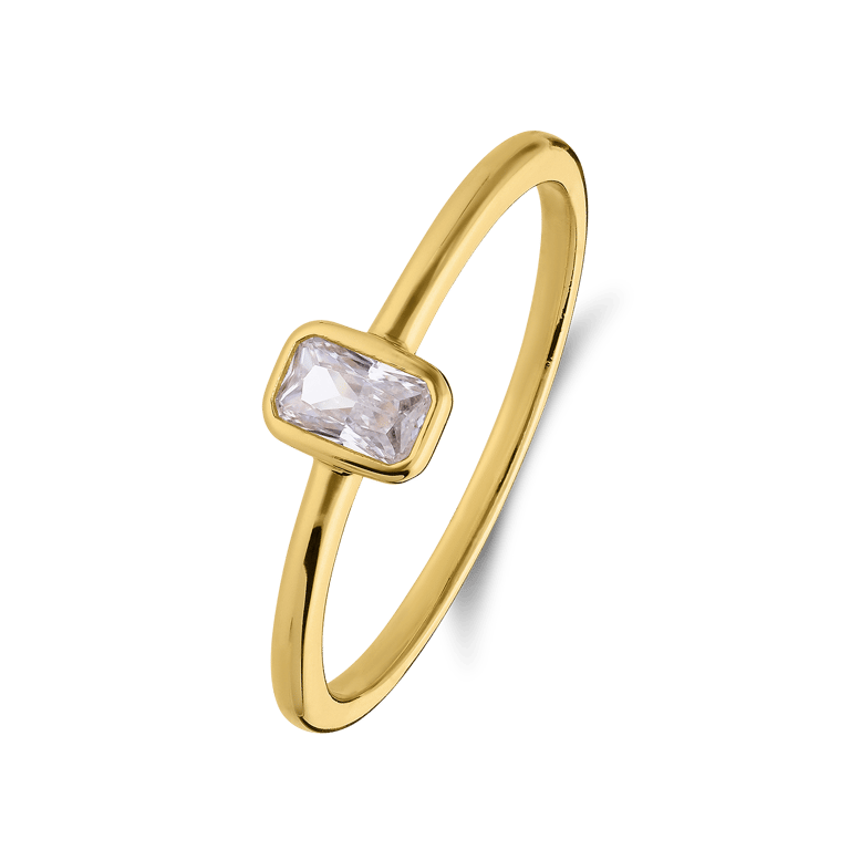 Silberner goldbeschichteter Ring mit Zirkonia