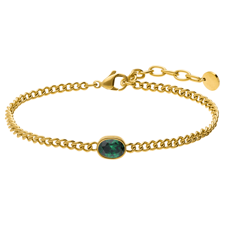 Stainless steel armband met geboortesteen zirkonia voor dames