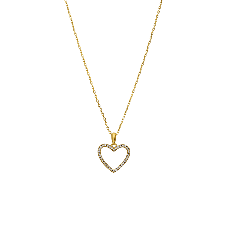 Zilveren goldplated ketting met zirkonia