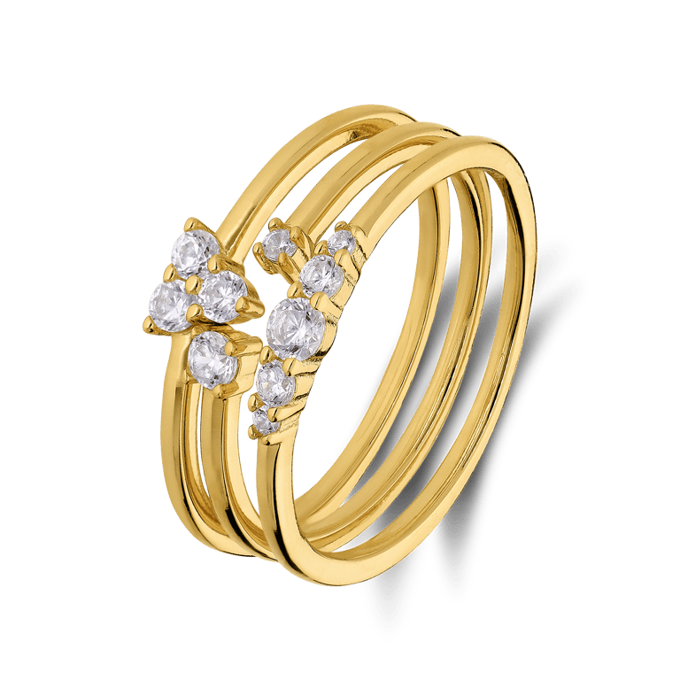 Silberner goldbeschichteter Ring mit Zirkonia