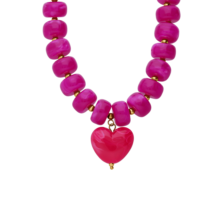 Stainless steel kralenketting met hanger hart voor dames