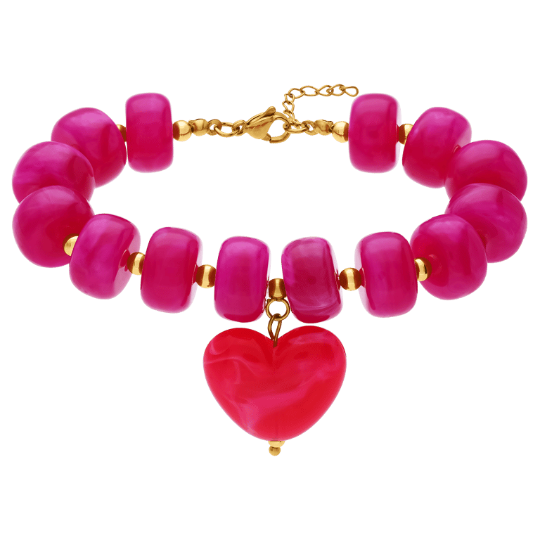 Stainless steel fantasiearmband hart voor dames