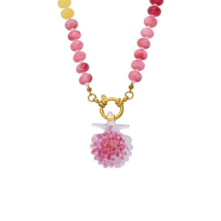 Stainless steel goldplated ketting met hanger schelp voor dames
