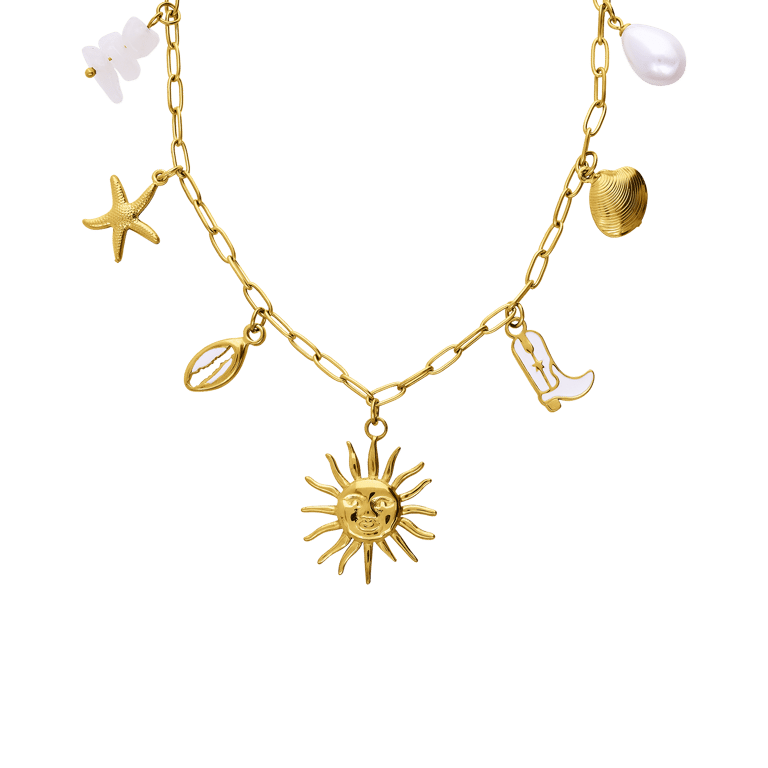 Edelstahlkette mit Anhängern für Damen