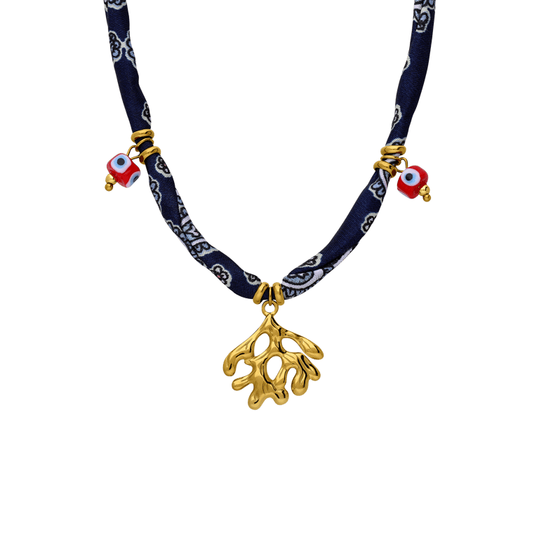 Stainless steel ketting blauw met hanger voor dames