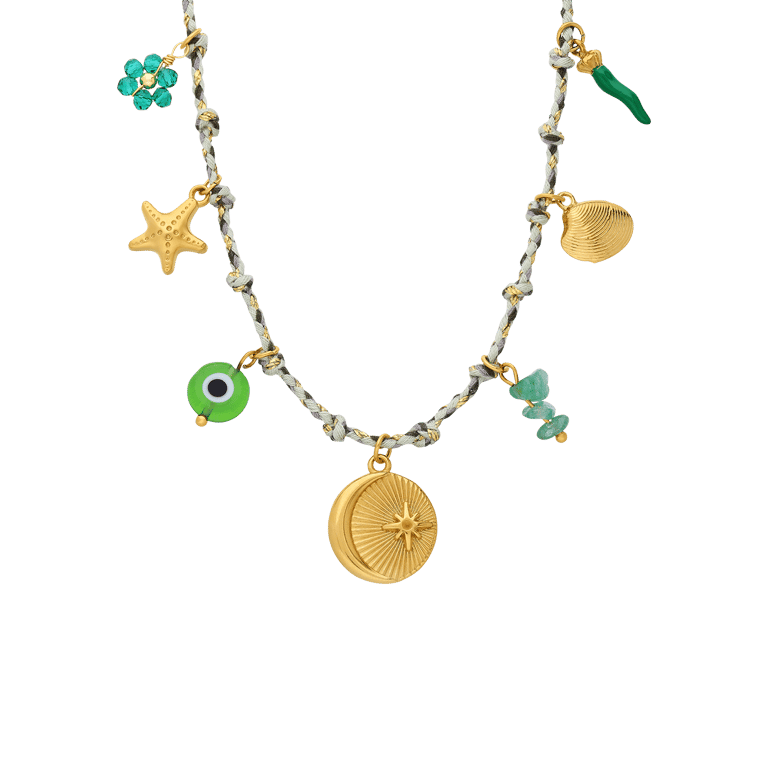 Edelstahlkette mit Anhängern für Damen