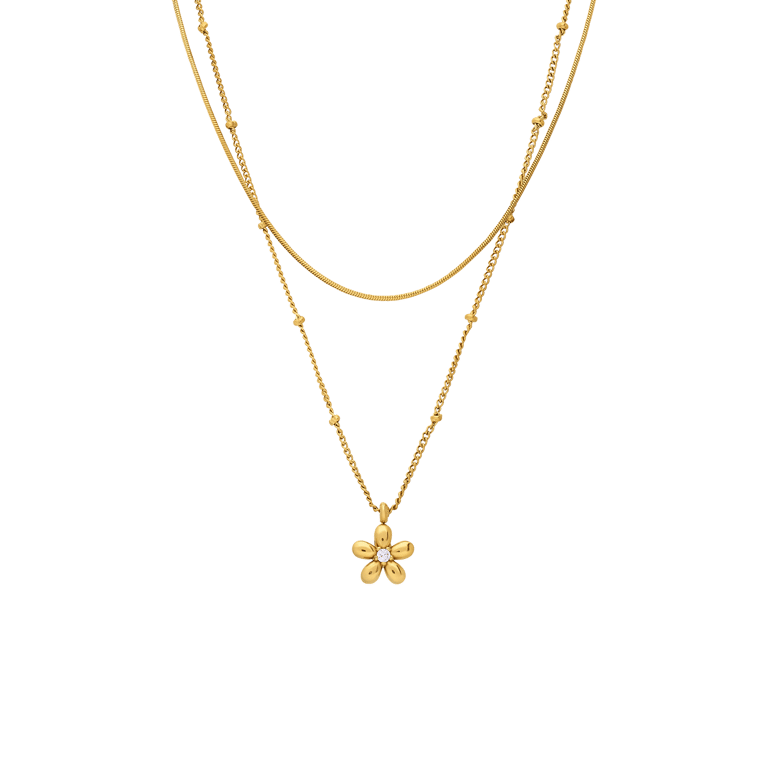 Stainless steel ketting met hanger bloem voor dames