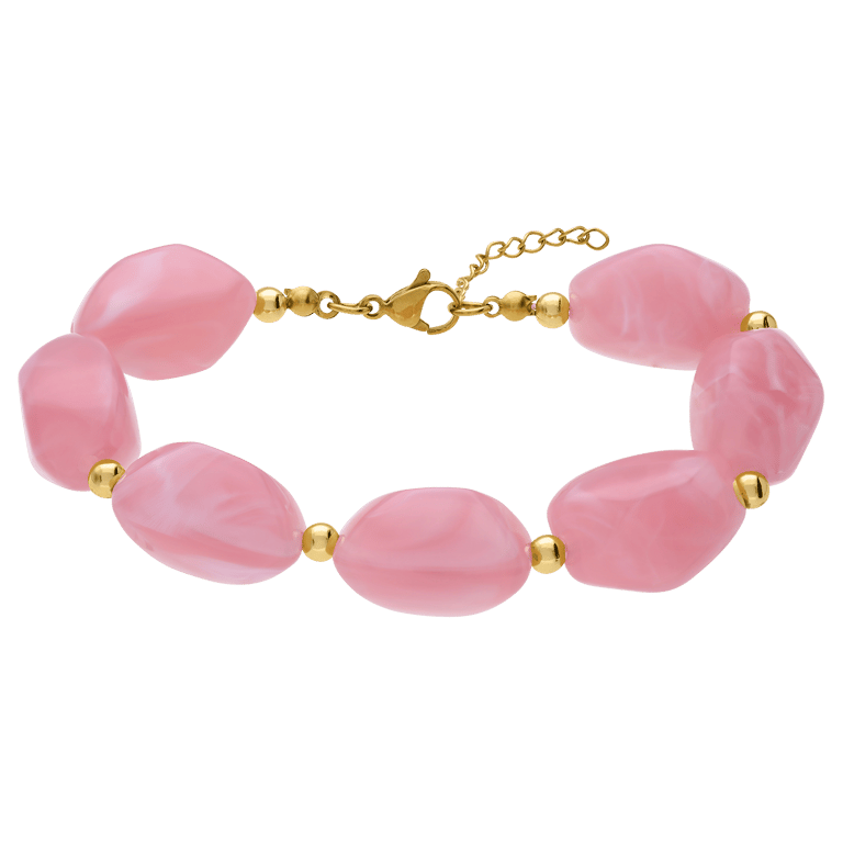 Stainless steel goldplated kralenarmband voor dames