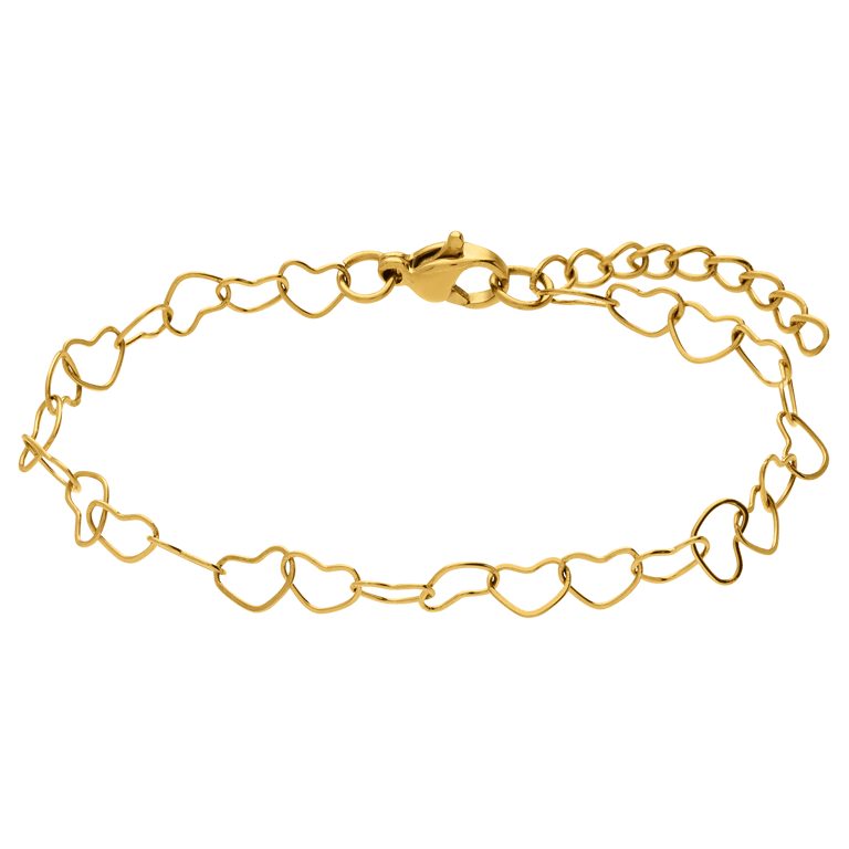 Stainless steel goldplated armband hartschakel voor dames