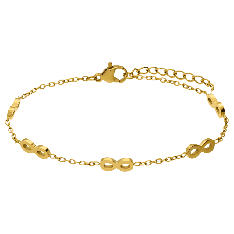 Stainless steel goldplated fantasiearmband Infinity voor dames