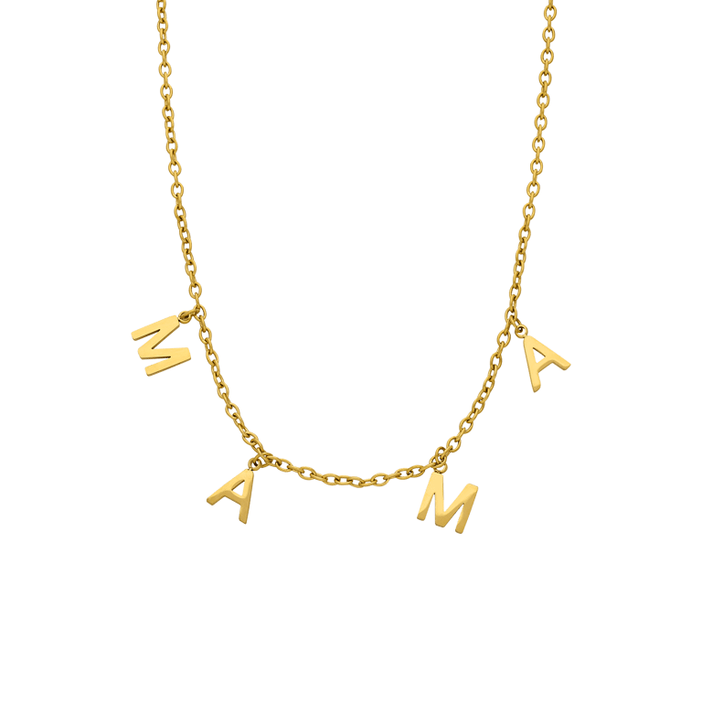 Edelstahl goldbeschichtete Kette mit Anhänger Mama für Damen