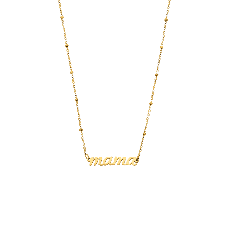 Stainless steel goldplated ketting met hanger letters Mama voor dames