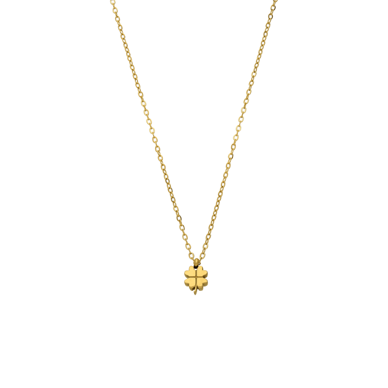 Edelstahl goldbeschichtete Kette mit Kleeblatt-Anhänger für Damen