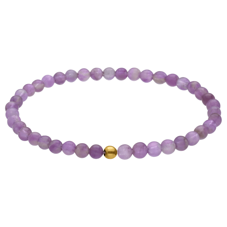 Stainless steel goldplated kralenarmband met amethyst voor dames