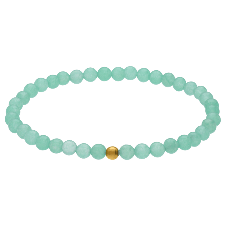 Stainless steel goldplated kralenarmband met aventurijn voor dames