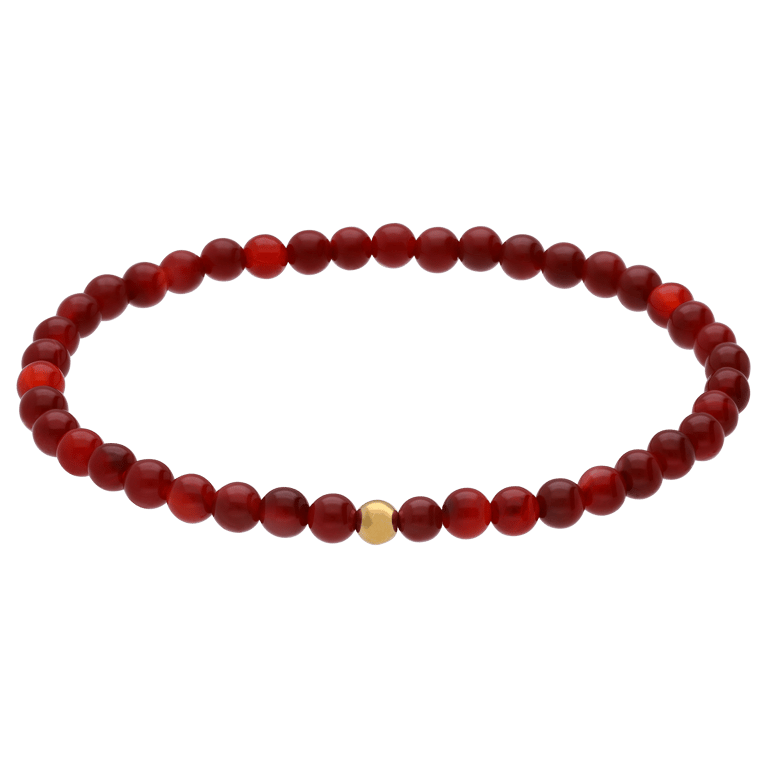 Edelstahl goldbeschichtetes Perlenarmband mit rotem Achat für Damen