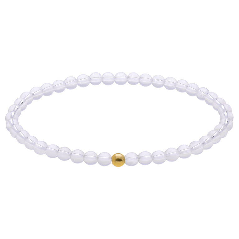 Edelstahl goldbeschichtetes Perlenarmband mit transparentem Quarz für Damen