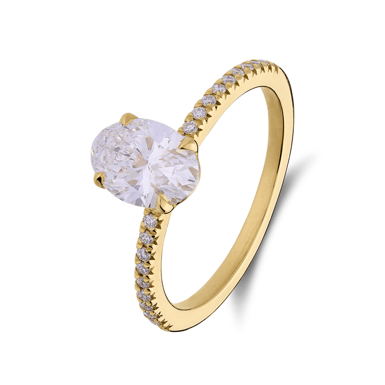 14 Karat Gelbgoldring mit im Labor gezüchtetem Diamanten 1,12 ct