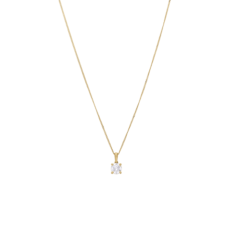 14 karaat ketting met hanger met lab grown diamant 0.50ct