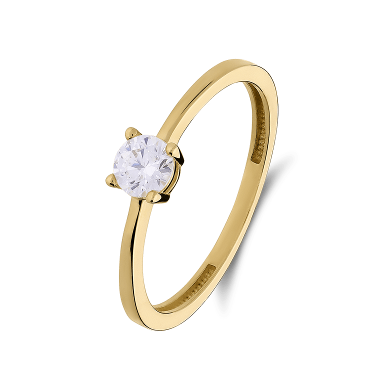 14 karaat gouden ring met zirkonia 4mm