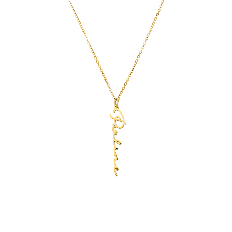 Stainless steel goldplated dames naamketting 