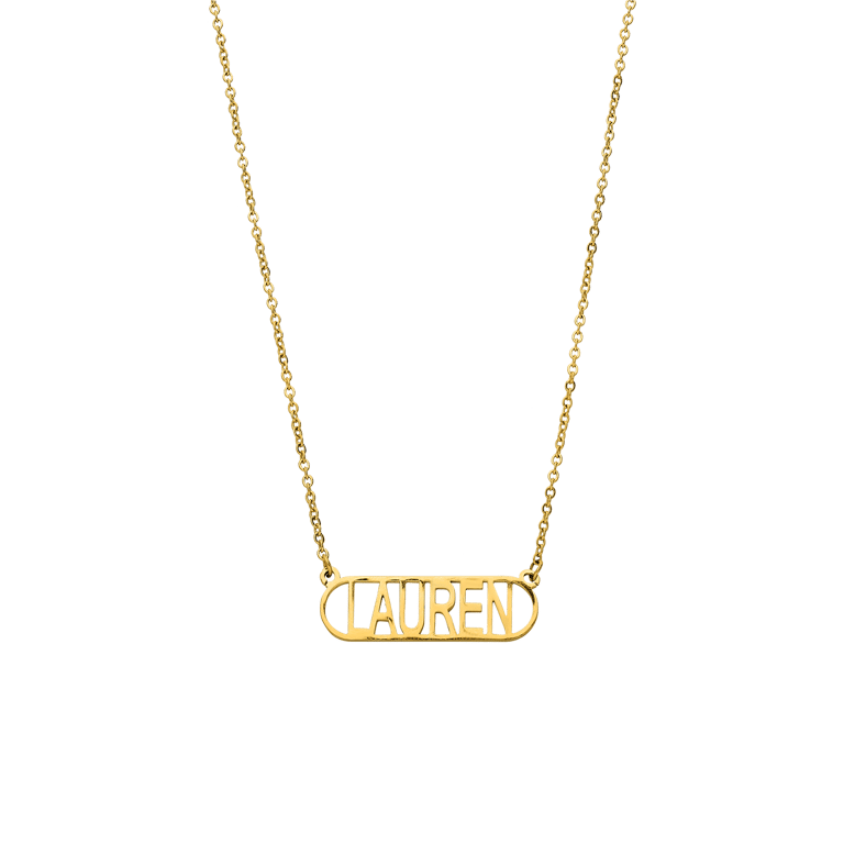 Stainless steel goldplated naamketting voor dames