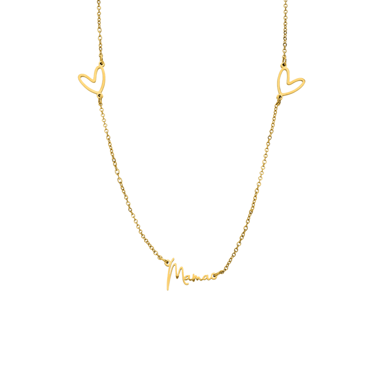 Stainless steel naamketting met hartjes voor dames