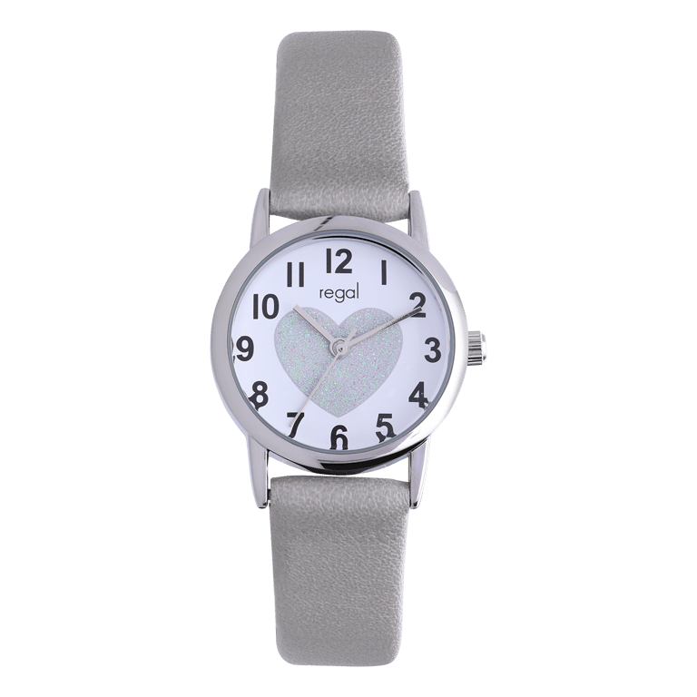 Regal Kinderuhr graues PU-Leder