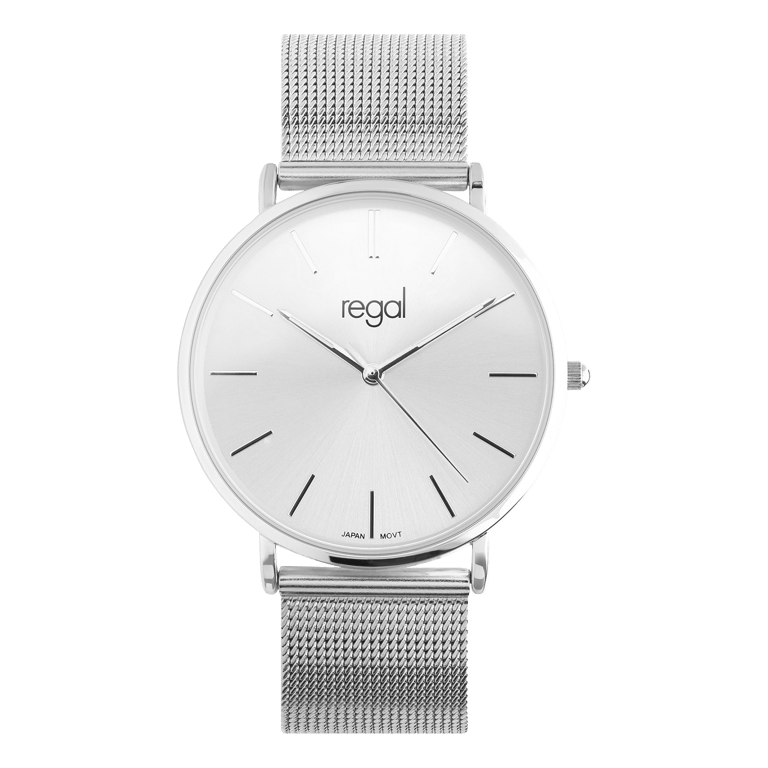 Regal Damen-Mesh-Uhr silberfarben