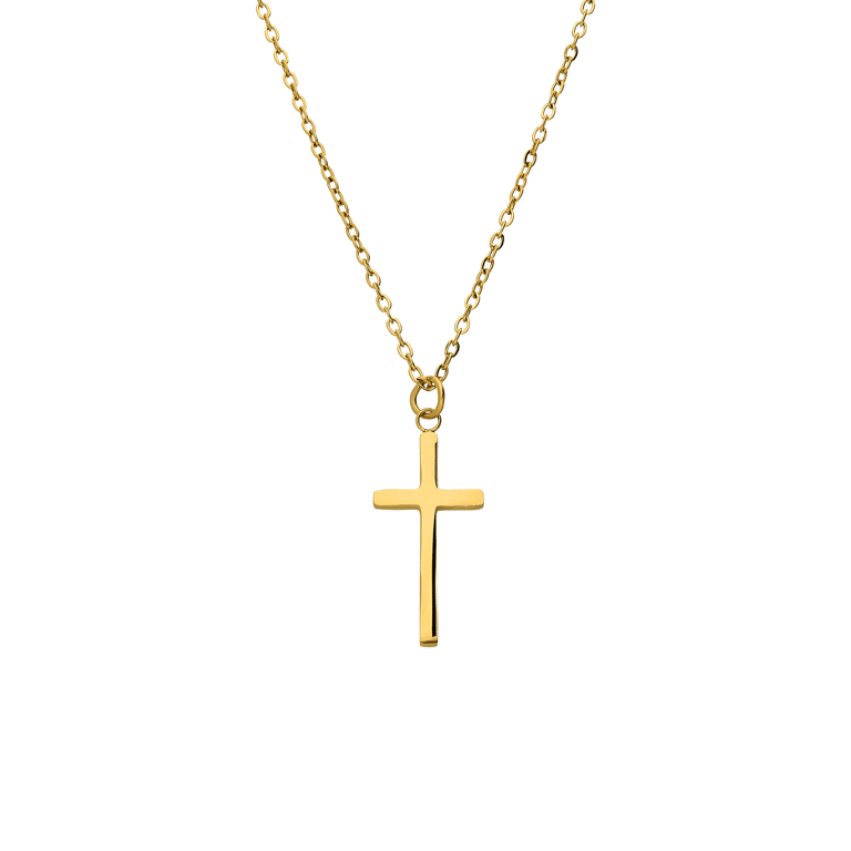 Stainless steel goldplated kinderketting met hanger kruis