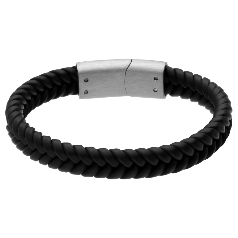 Zwart leren kinderarmband met stainless steel sluiting mat
