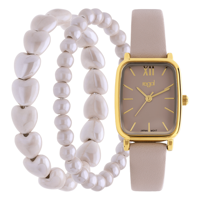 Regal cadeauset Goud Crème met 2 armbanden