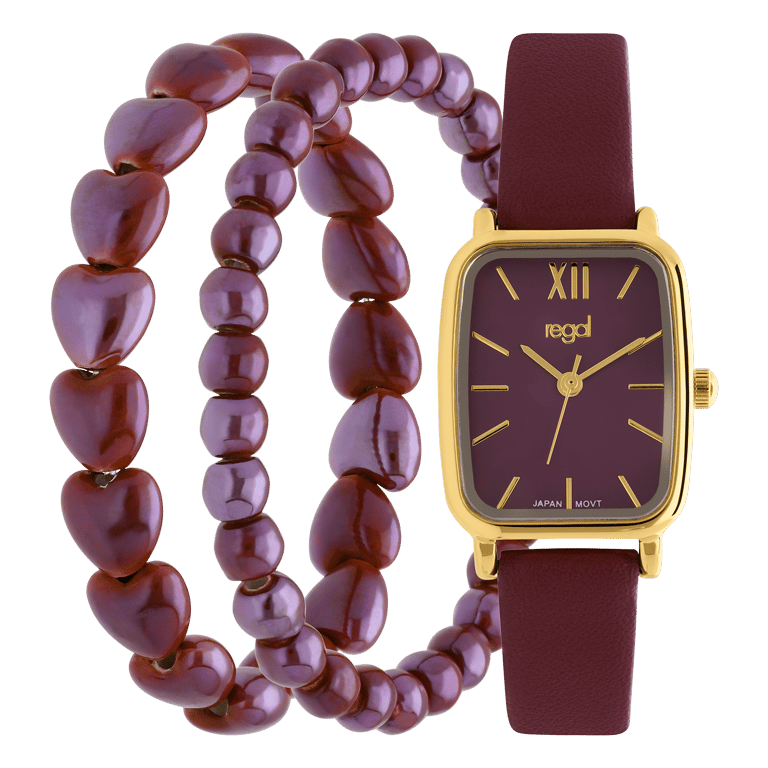 Regal cadeauset Goud Burgundy met twee armbanden