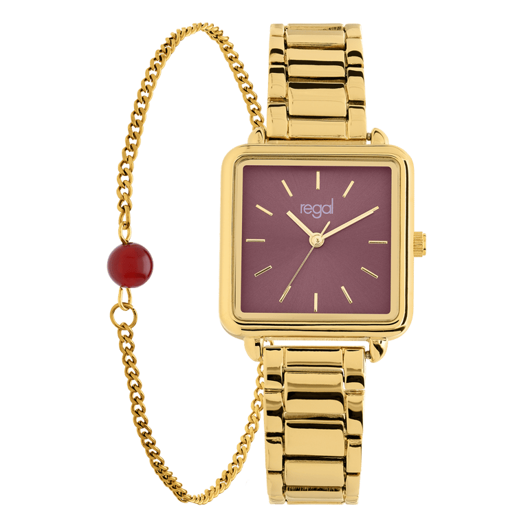 Regal cadeauset Goud Burgundy met armband