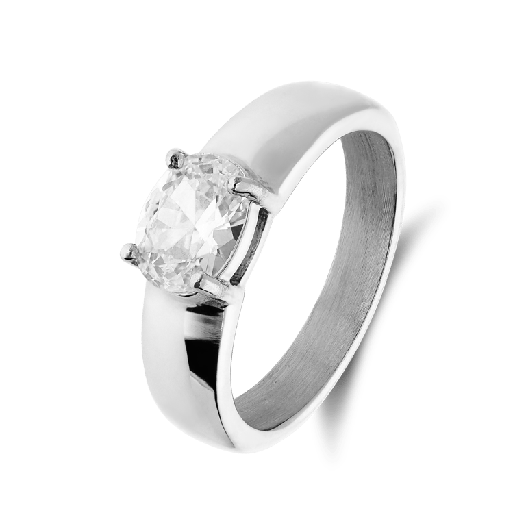 Stainless steel ring met zirkonia voor dames