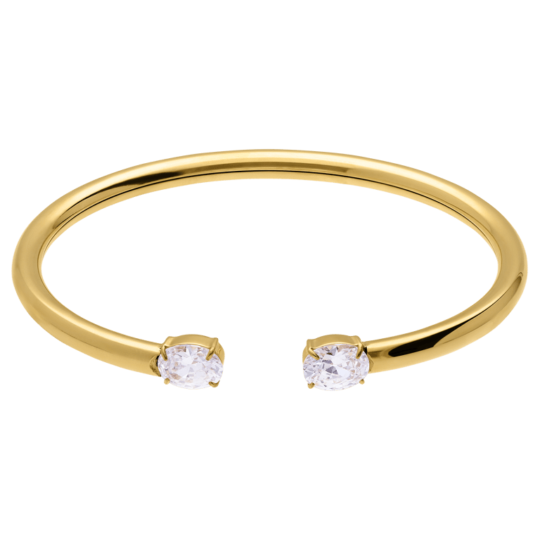 Stainless steel goldplated bangle met zirkonia voor dames