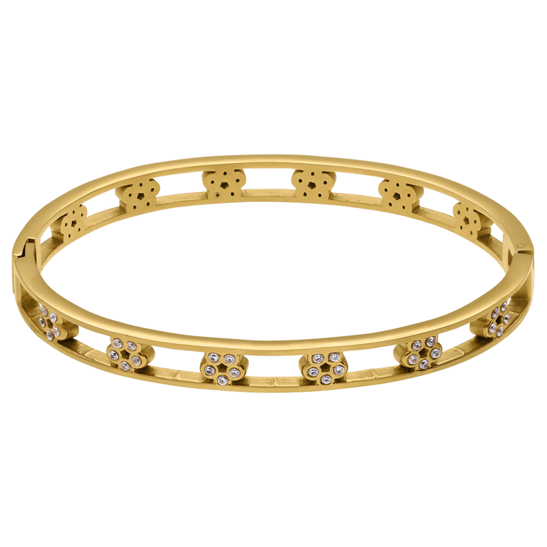 Stainless steel goldplated bangle met kristal voor dames