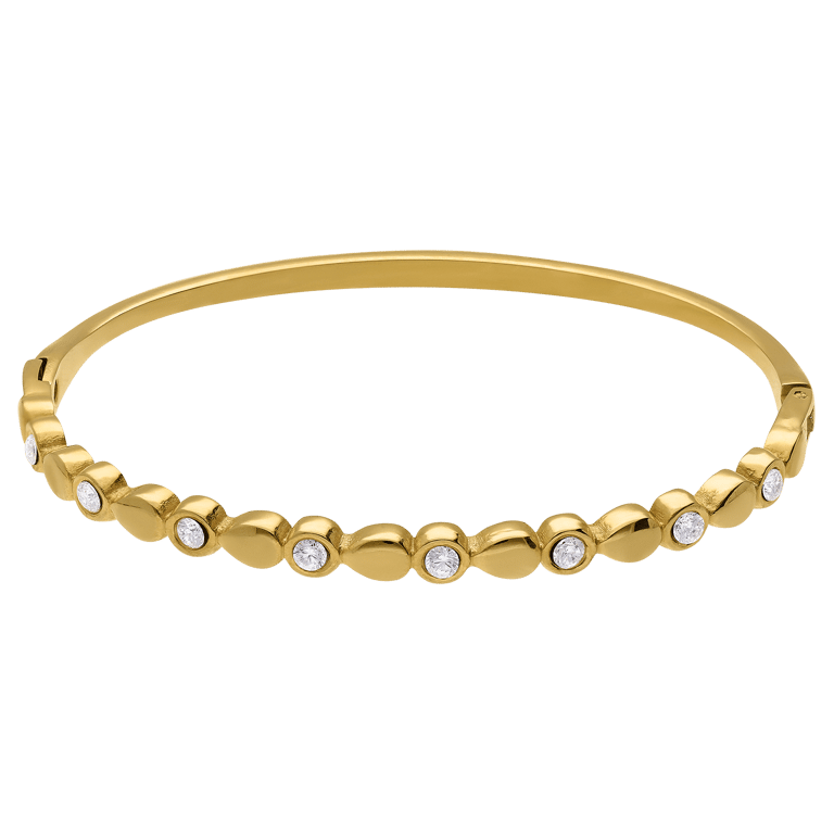 Stainless steel goldplated bangle met kristal voor dames