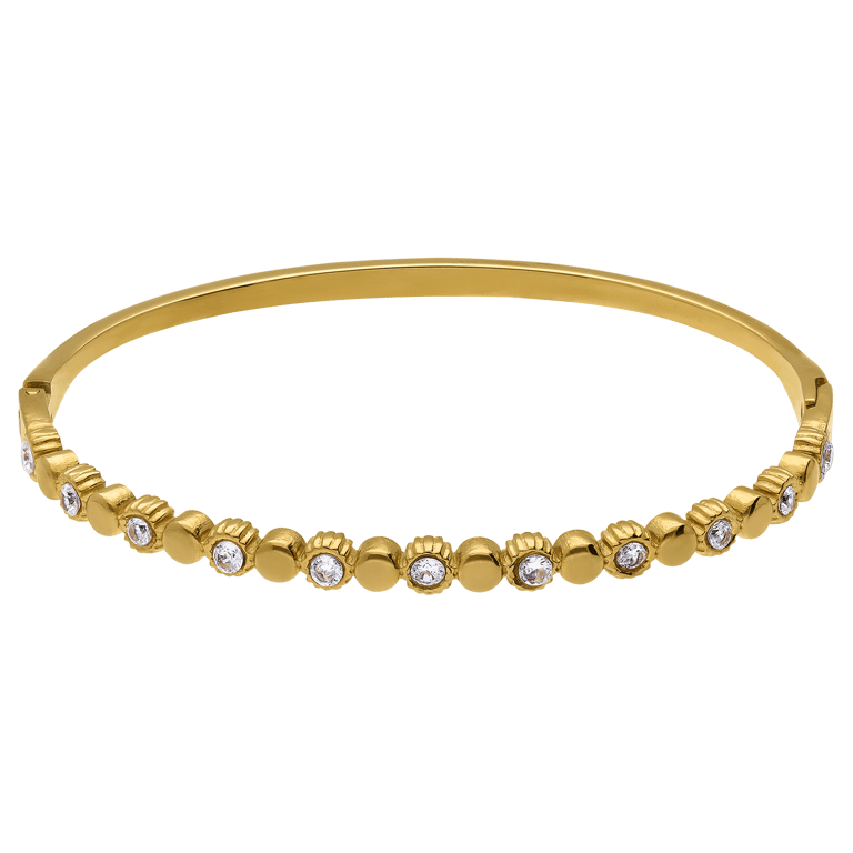 Stainless steel goldplated bangle met kristal voor dames